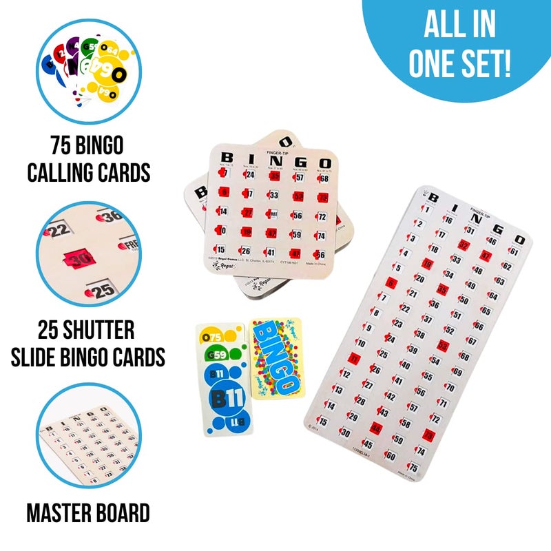 Regal Games Regal Bingo 25 Bingo Cards with Sliding Windows & Master Board Bulk Kit - Reusable Bingo Game Set for Adults & Seniors Large Group - Woodgrain - Image 2